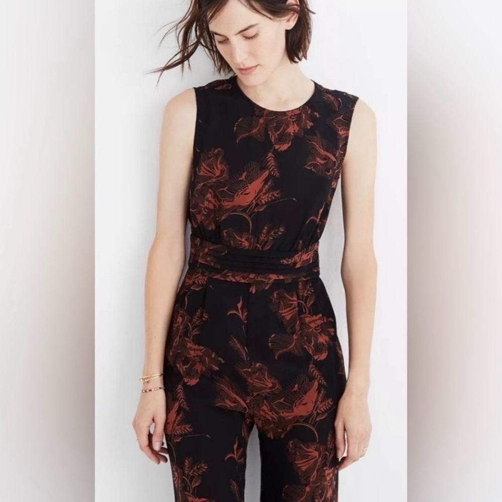 Madewell X No. 6 collab 100% silk sleeveless  Patterned Jumpsuit Size 00